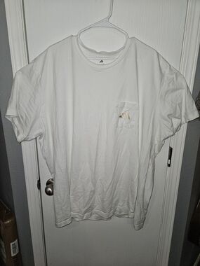 adidas White Short Sleeve Pocket Tee with Small Logo